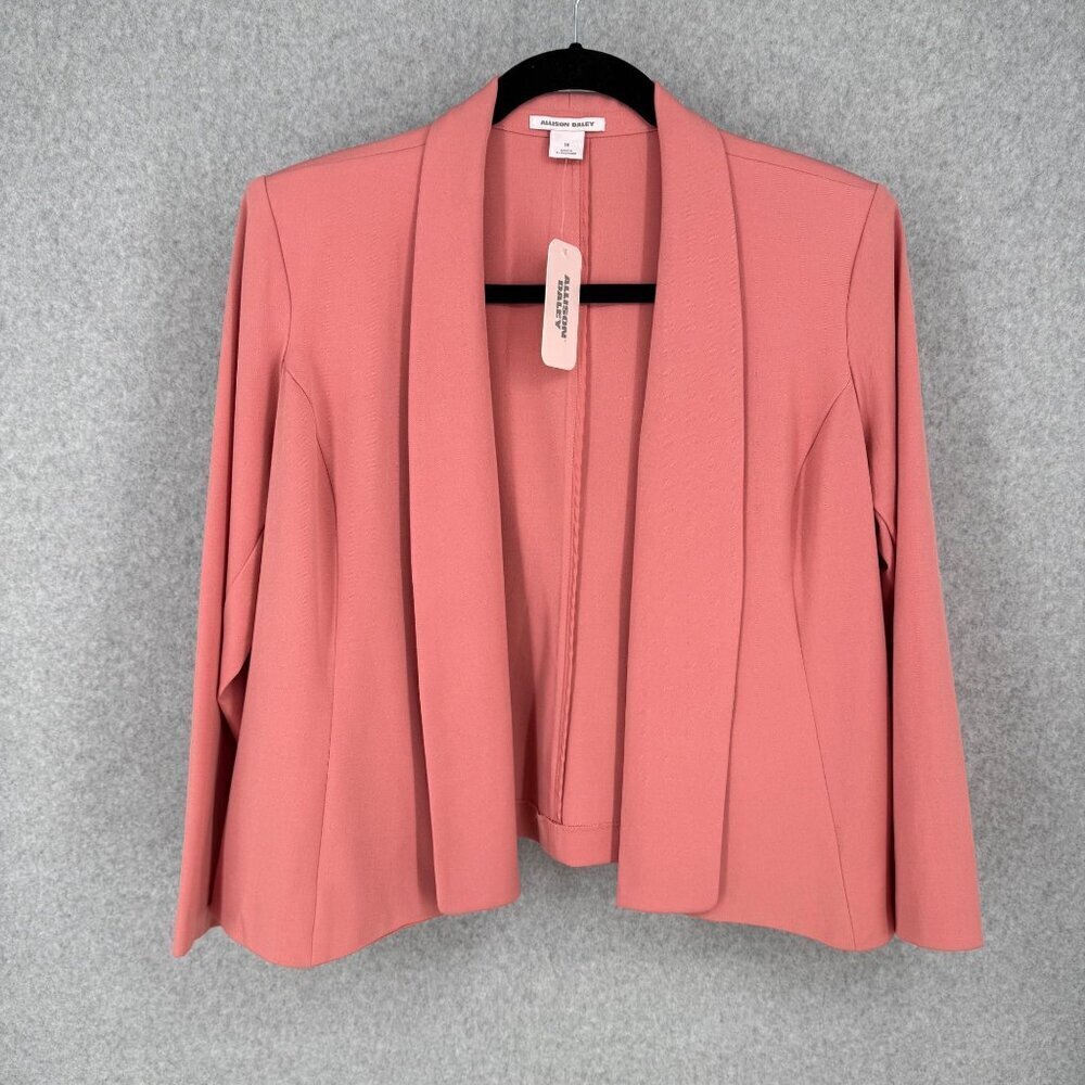 Allison Daley Open Front Unstructured Blazer Size 18 Peach Pink Padded Work NEW